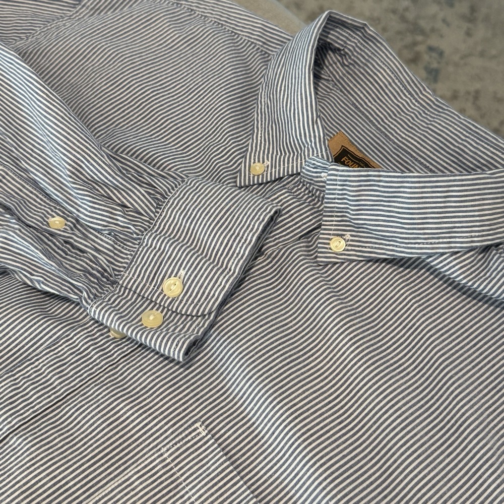 The Foundry Supply‎ Co Shirt Mens Blue/White Stripe Button Down Cotton Size LT